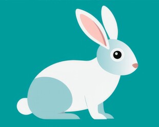 可爱小兔子插画扁平设计纯色背景