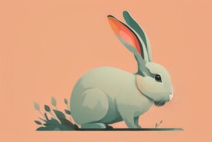 可爱小兔子插画扁平设计纯色背景