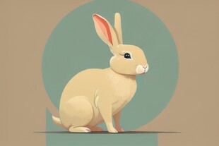 可爱小兔子插画扁平设计纯色背景