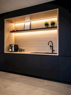 围合高级感装修木作厨房餐边柜子