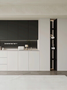 围合高级感装修木作厨房餐边柜子