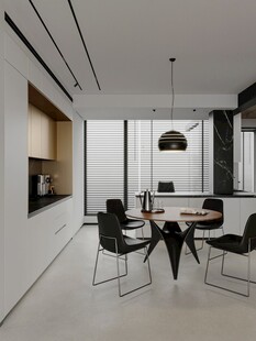 围合高级感装修木作厨房餐边柜子