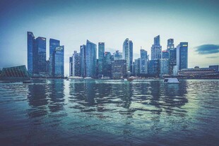 新加坡城市天际线美丽景观