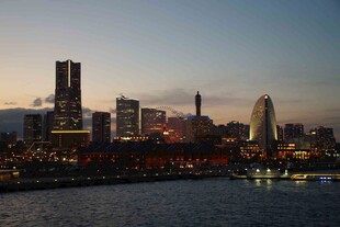城市河畔璀璨夜景