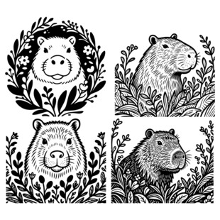 动物头像插画图案设计