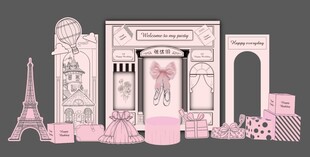 粉色生日KT板美陳設計