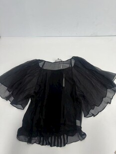 黑色荷葉邊女童蓬蓬上衣