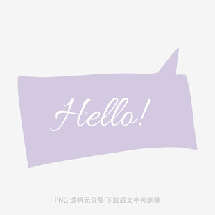 紫色氣泡中的Hello字樣