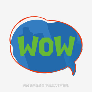 藍色氣泡中的驚嘆詞WOW