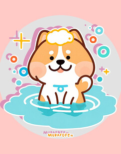 卡通柴犬插畫