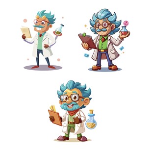 搞怪科學家插畫形象