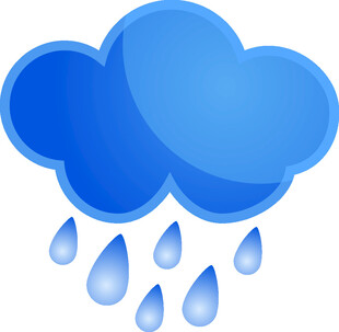 藍色云朵雨滴圖標