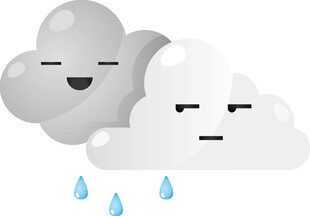 多云轉雨的可愛天氣圖標