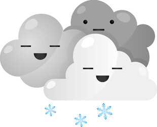 微笑云朵與飄落雪花