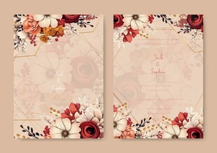 花卉裝飾復(fù)古風(fēng)邀請函模板