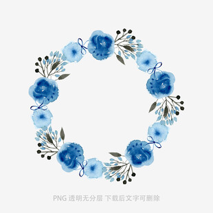 藍色花卉花環(huán)裝飾圖案