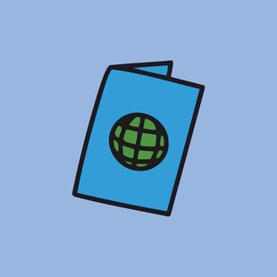 蓝色护照图标