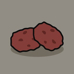 卡通风格的两块红色肉饼