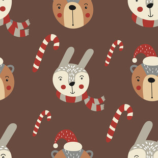 圣誕動物圖案無縫背景