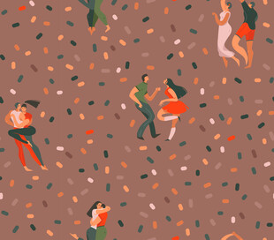 歡樂人群慶祝場景插畫