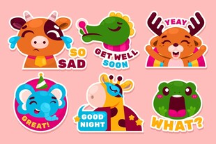 可愛(ài)動(dòng)物表情貼紙集合