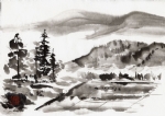 群山 水墨画