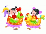 两童娃舞鸡