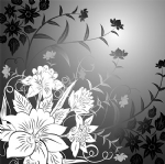 潮流花卉线描矢量素材