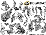 Go Media出品矢量素材-欧式花边与翅膀