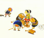 儿童野外生火