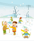 雪地里的小孩