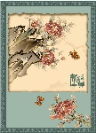 牡丹花、蝴蝶-国画艺术矢量图