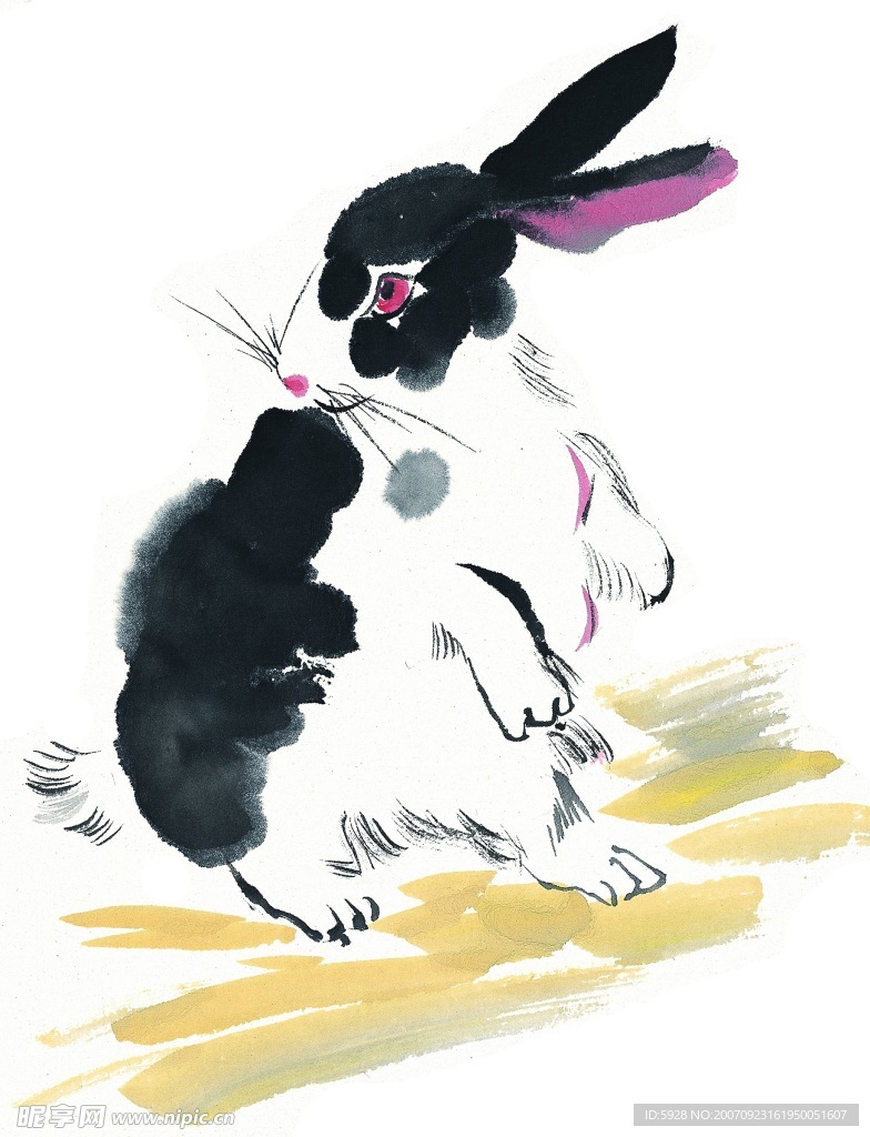 水墨风格的兔子