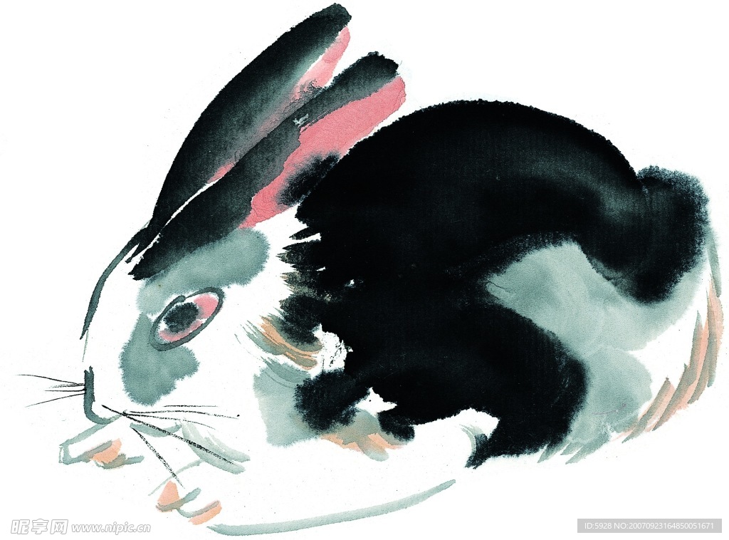 水墨风格的兔子
