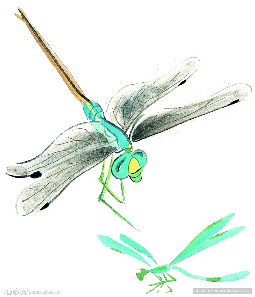 水墨风格的蜻蜓