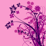 紫色时尚花卉剪影