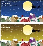 2款精美圣诞雪地的小屋－韩国AI矢量图