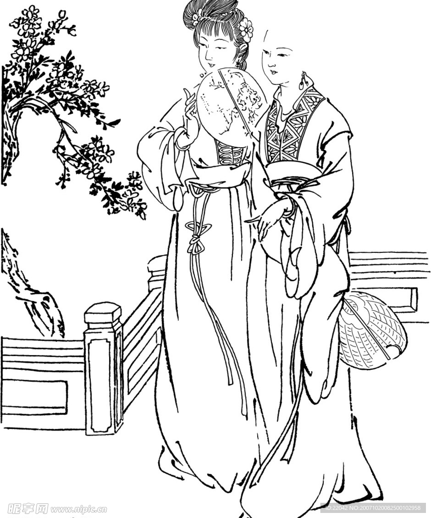 古代仕女白描之四