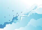 矢量素材-蓝天白云大雁飞风光
