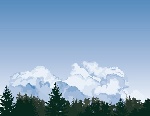 矢量素材-树林上的天空云朵
