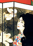 荷花屏风美女