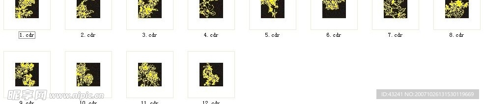 12种花图纯矢量