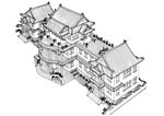 手绘庙宇