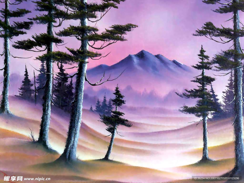 经典油画风景纸壁