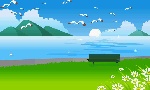 海边凳子海鸥 矢量（背景）