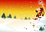 女孩观雪风景图(矢量)