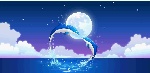 月光下的海豚矢量图（背景）