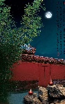 房产分层图-月色月夜红墙绿竹