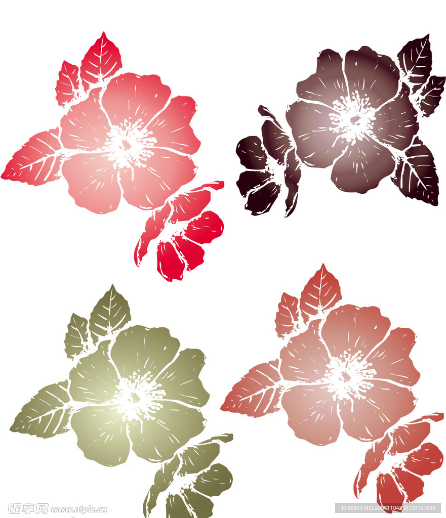 时尚花卉元素矢量素材