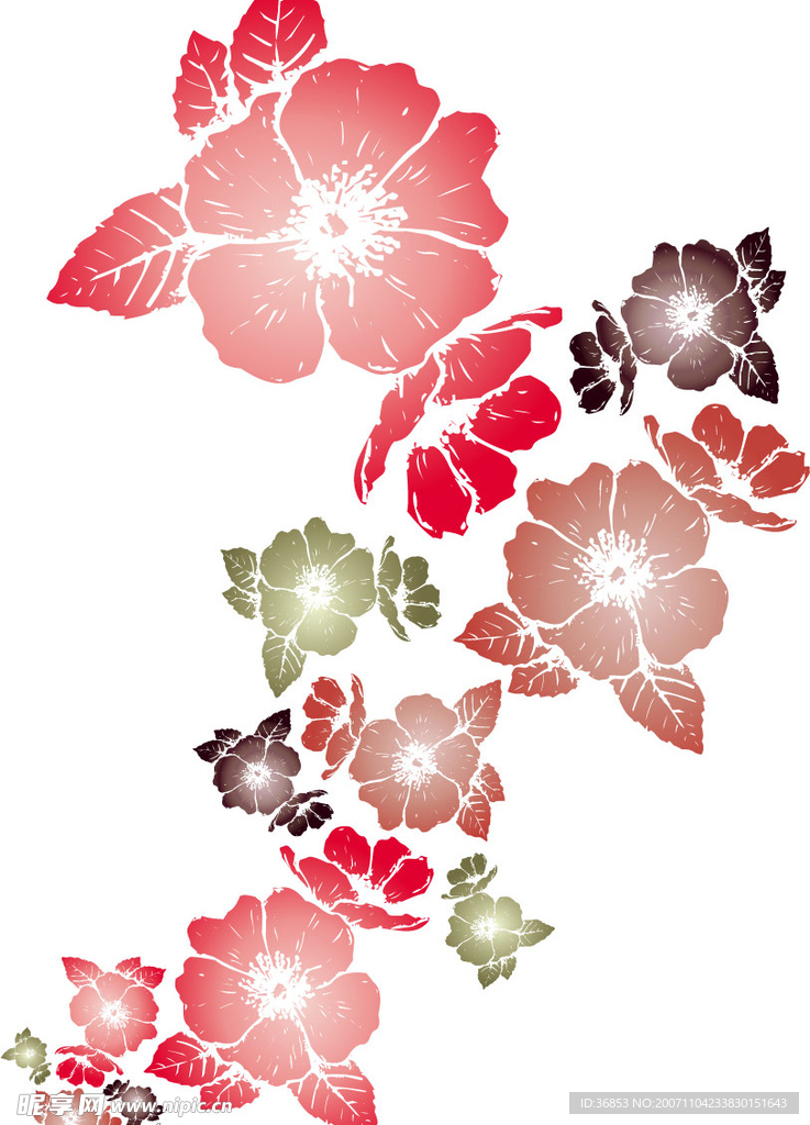 时尚花卉元素矢量素材